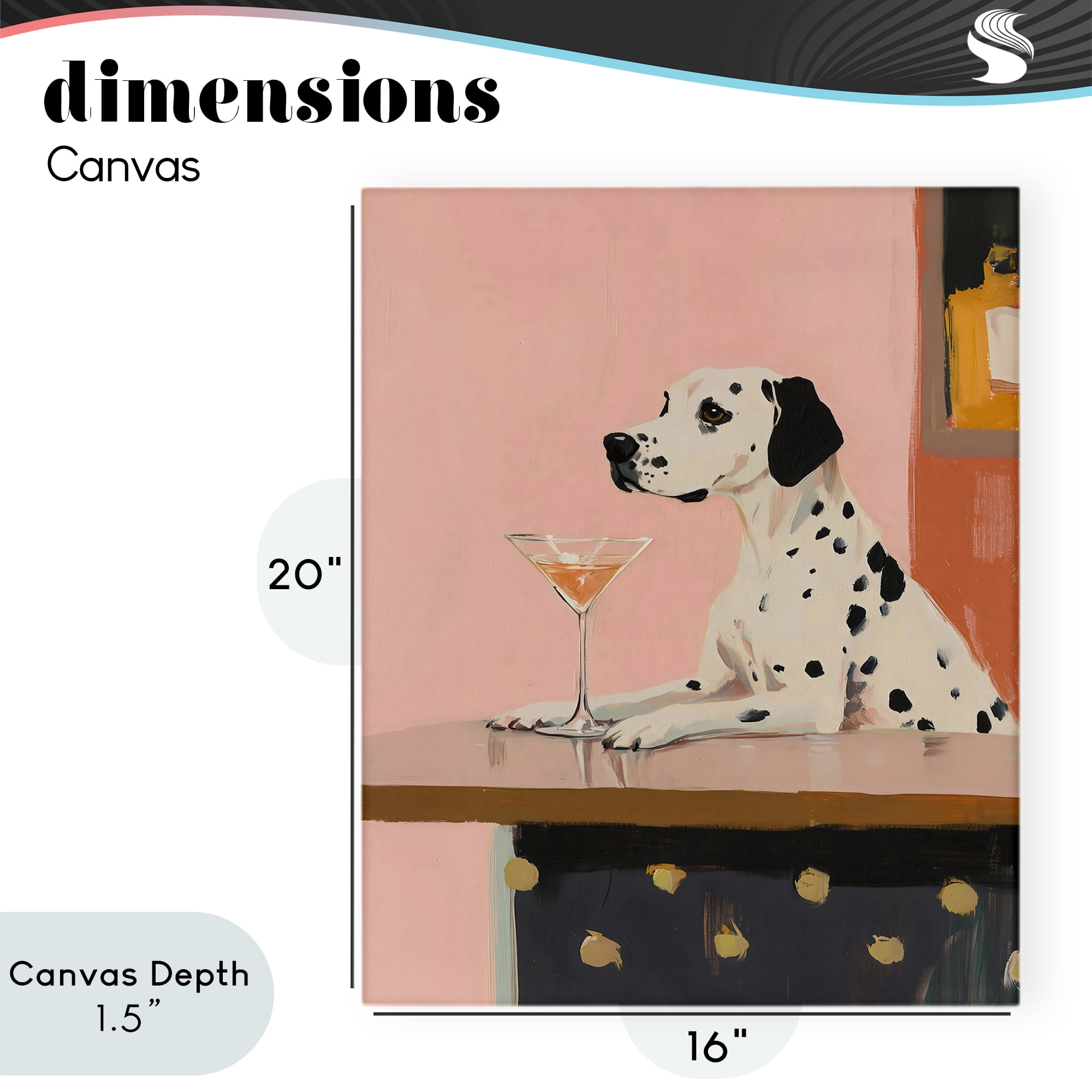 Stupell Industries Dalmatian at Cocktail Bar Canvas Wall Art, design by The Prints Vibe