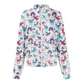 thumbnail image 4 of BDPORKAS Women's Ultra Soft Stretch Zip Up Scrub Jacket Floral Print Long Sleeve Scurbs Tops, 4 of 5
