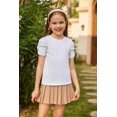 thumbnail image 6 of Arshiner Girls Puff Short Sleeve Shirts Summer Ribbed Knit Crewneck T Shirt Tops Tee Blouse, 6 of 8