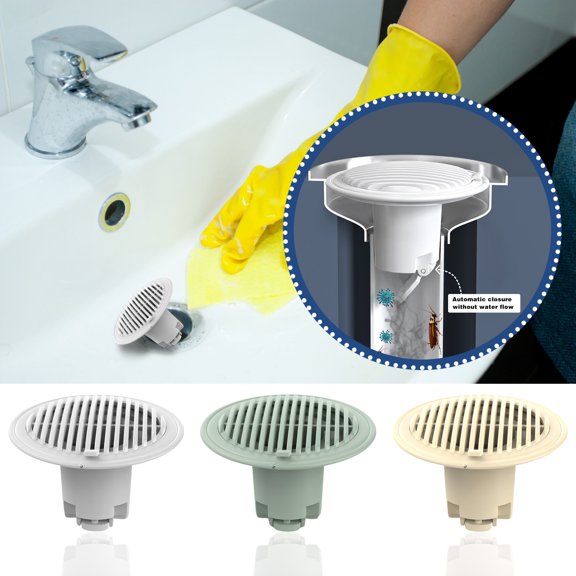 Shower Floor Drain Backflow Preventer Insert | Sewer Core Drainage Plug Hair Catcher Gas Sealer | Deodorizing TPR Strainer Trap Seal, Quick 360° Drain, Anti-Clog, Odor Proof, Easy Install, 1 Pack