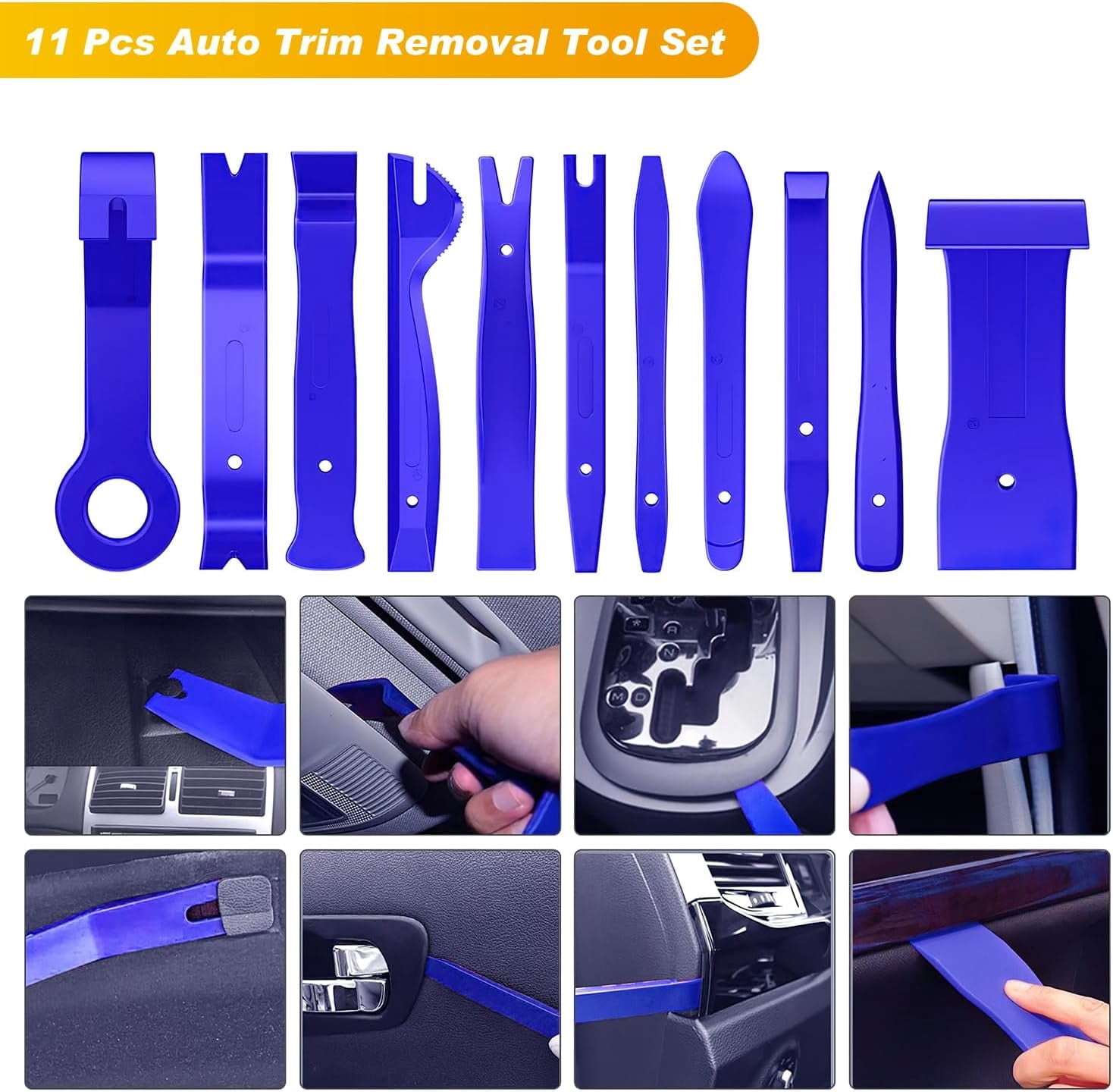 GOOACC 40Pcs Trim Removal Tool,Auto Terminal Removal Key Tool,Auto Clip Pliers Stereo Removal Tools,Car Upholstery Repair Removal Kit,Precision Hook and Pick Set,Wiring Threader,Car Film Scrape-Blue