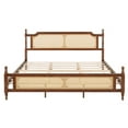 thumbnail image 4 of King Size Pine Wood Bed with Rattan Headboard & Footboard – Solid Wood Platform Bed with Central Support & Underbed Storage (Walnut Finish), 4 of 12