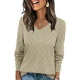 thumbnail image 2 of BLVB Pullover Sweaters for Women Lightweight Fall Fashion Tops V Neck Long Sleeve Trendy Crochet Pointelle Sweater, 2 of 7