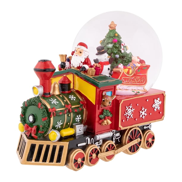 Northlight 8.25" Santa Driving the Christmas Train Musical Snow Globe ...
