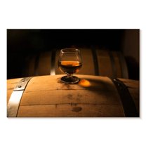 Elephant Stock Whiskey Glass On Barrel Wall Art - Horizontal Canvas Wall Art - Living Room Wall Decor - Food And Drink Canvas - Brown And Orange Decor - 36" x 24"