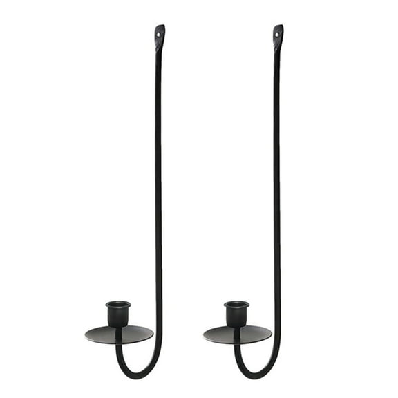 CIYISON Simple Black Wall Candle Holders Set of 2 Metal Wall Sconces Hanging Candlestick for Home Elegant and Farmhouses Decors