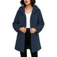 thumbnail image 2 of Fnooota Womens Fleece Jackets, Warm Long Sleeve Mid-length Lightweight Winter Outerwear with Pockets Navy Size S, 2 of 7