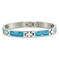 thumbnail image 4 of Stainless Steel Bracelet Fancy Link, Other Women's 6 mm 7.25 in Chisel Polished with Blue Swirl Enamel Link, 4 of 6