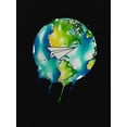 thumbnail image 2 of Women's Casual Paper Airplane & Earth Graphic Tee - Comfy Crew Neck Short Sleeve T-Shirt, Perfect for Summer, 2 of 6