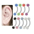 thumbnail image 3 of Surgical Steel Eyebrow Curved Barbell Ring 16 Gauge 5/16" Ferido Ball, 3 of 3