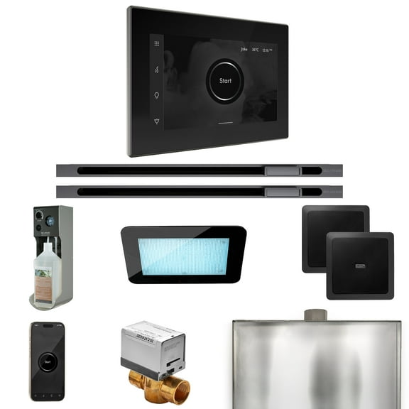 Mr Steam XDream Max Steam Shower Pkg w/iSteamX Control and Linear Steamhead in Black Satin Steel