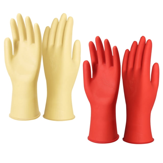 2 pares de guantes de goma para lavavajillas de cocina, guantes de limpieza domésticos reutilizables