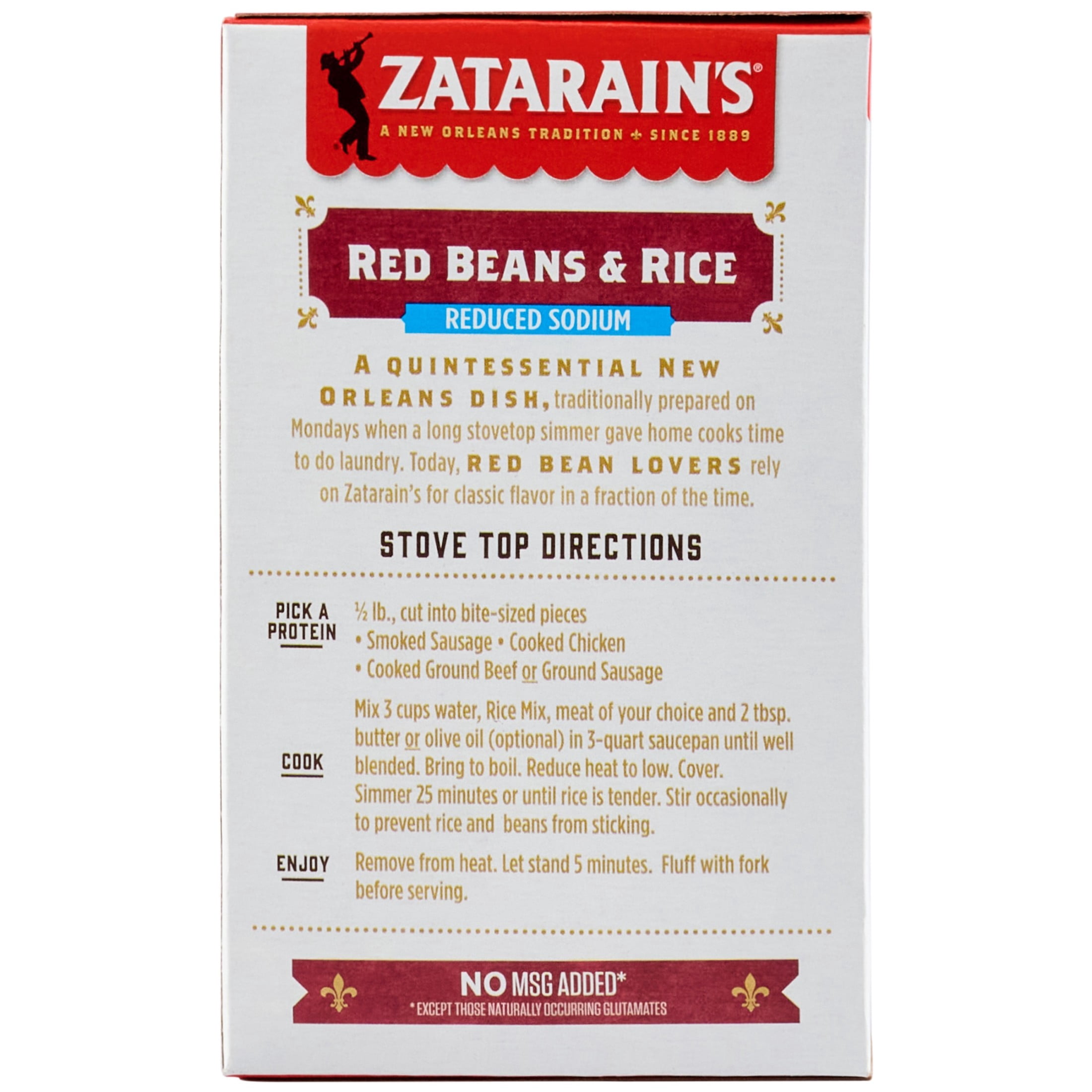 (8 pack) Zatarain's Reduced Sodium Red Beans & Rice Mix, 8.0 oz Box
