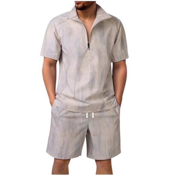 Ensemble Gaufré 2026 pour Hommes, Hauts Unis à Col Montant, Chemises à Manches Courtes Confortables, Shorts Stylés à Taille Coulissante, Ensemble Décontracté de Loisirs Deux Pièces, Ensembles Classiques Tendance pour Tous les Jours, Bas Décontractés Confortables