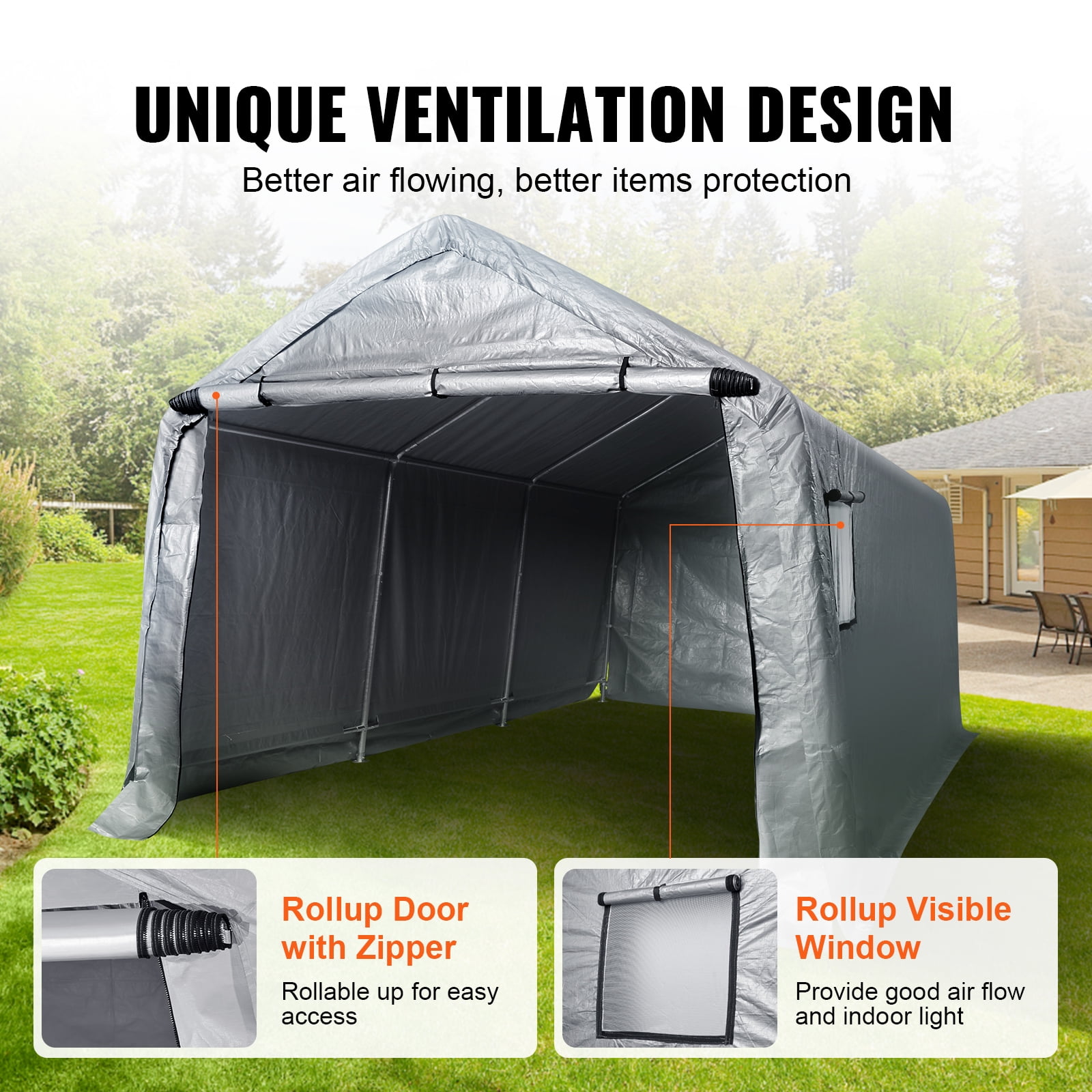 BENTISM Portable Outdoor Storage Shed with Bouncy Ball