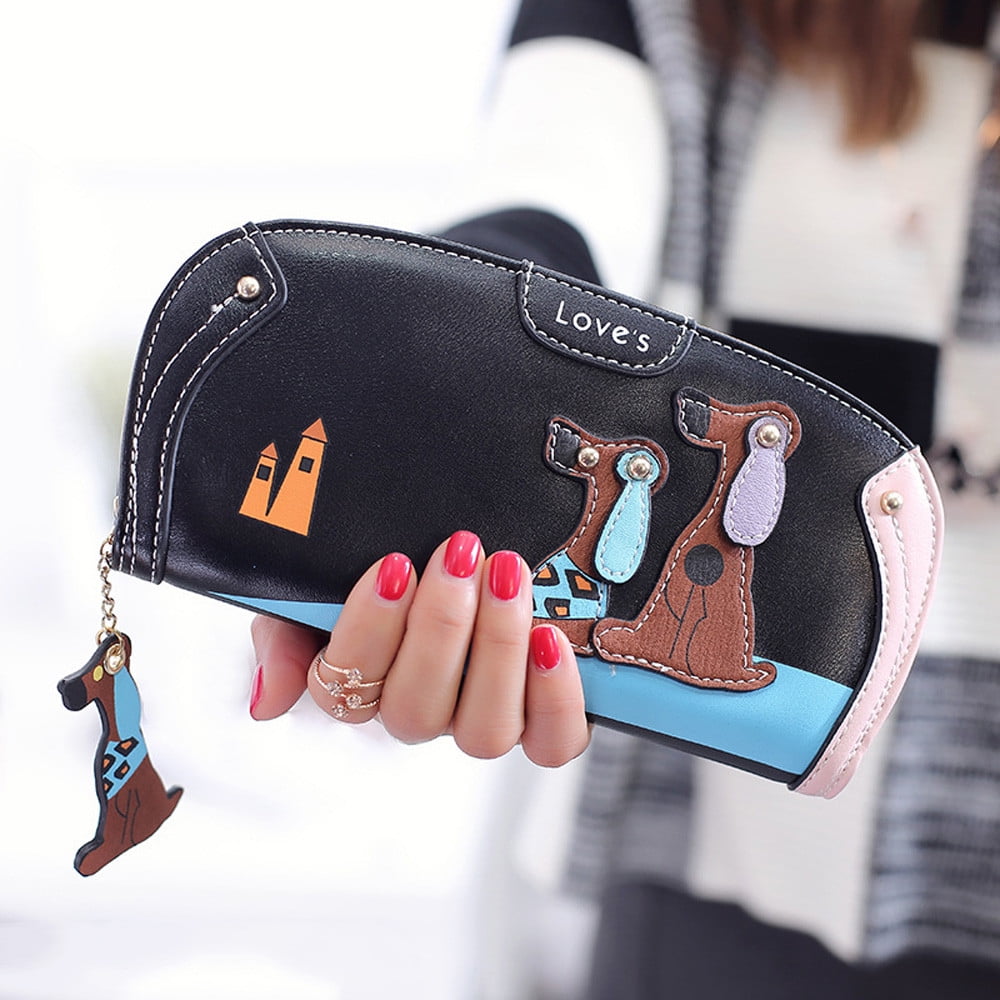 Blue Stones Japanese-Style Women Wallets Cartoon Dog Zipper Womens Purse Long Design Zipper Ladies Wallet Card Holder