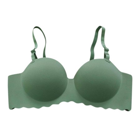 

Maiden Candy Color Seamless Gather Comfortable Hollow Breathable Bra Wirefree Strap Adjustable Thin Honeycomb Palm Cup Girls Bra Green 75B