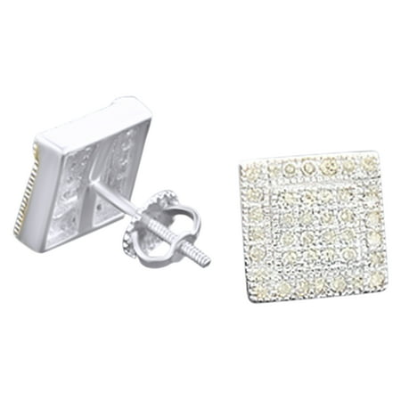 Gold Champagne Diamond Earrings - Round Cut Champagne Natural Diamond Stud Earrings In 10K Solid White Gold (0.45 Ct) By Jewel Zone US