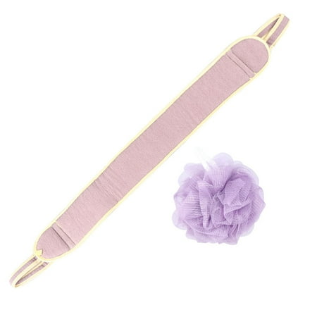 

2PCS Bath Towel Double-sided Back Rub Strip Thickening Frosted Rubbing Towel Deep Cleaning Bath Flower Washcloth for Home Use Purple Coffee
