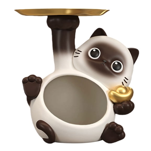 Food Storage Containers,Cat Candy Dish Decorative Bowl, Resin Key Holder and Jewelry Storage Tray, Cute Entryway Table Organizer Statue for Home Décor and Gift for Cat Lovers
