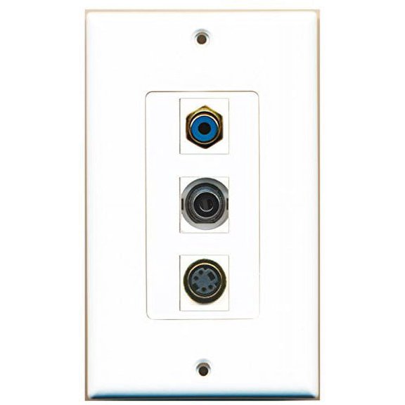 RiteAV - 1 Port RCA Blue and 1 Port S-Video and 1 Port 3.5mm Decorative Wall Plate Decorative