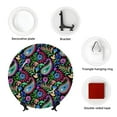 thumbnail image 4 of Bingfone Watercolor Floral Paisley Print Bone China Dinner Decorative Plates,Handmade Ceramic Dinner Plate with Stand for Home Club-7in, 4 of 6
