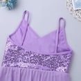 thumbnail image 5 of Sxiwei Big Girls Lyrical Dance Leotard Spaghetti Shoulder Straps Sequins High-Low Dress Performance Costume Lavender 9-10, 5 of 7