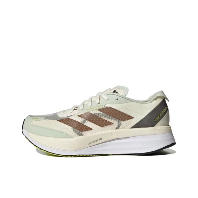 Zapatillas unisex Adizero Boston 11 12 blancas y negras cómodas de caña baja con placa de carbono para correr maratones