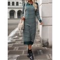 thumbnail image 4 of Long Sweater Dress for Women Loose Knitwear Striped Long Dresses Stylish Autumn and Winter Outfits Green L, 4 of 9