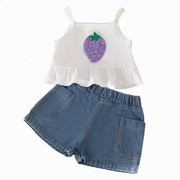 mgoYE Girl Outfits Size 6-7 Toddler Girl Clothes Summer Outfits Ruffled One Shoulder T-Shirt Bow Hem Tops Cute Shorts Set(Purple,5-6 Years)