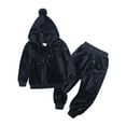 thumbnail image 3 of Esaierr 9M-8Y Toddler Boys Girls Casual Velour Sweatshirt Tracksuit Set for Kids Hooded Full Zip Hoodie Long Workout Pants Tracksuit Jogging Suits 2PCS, 3 of 5