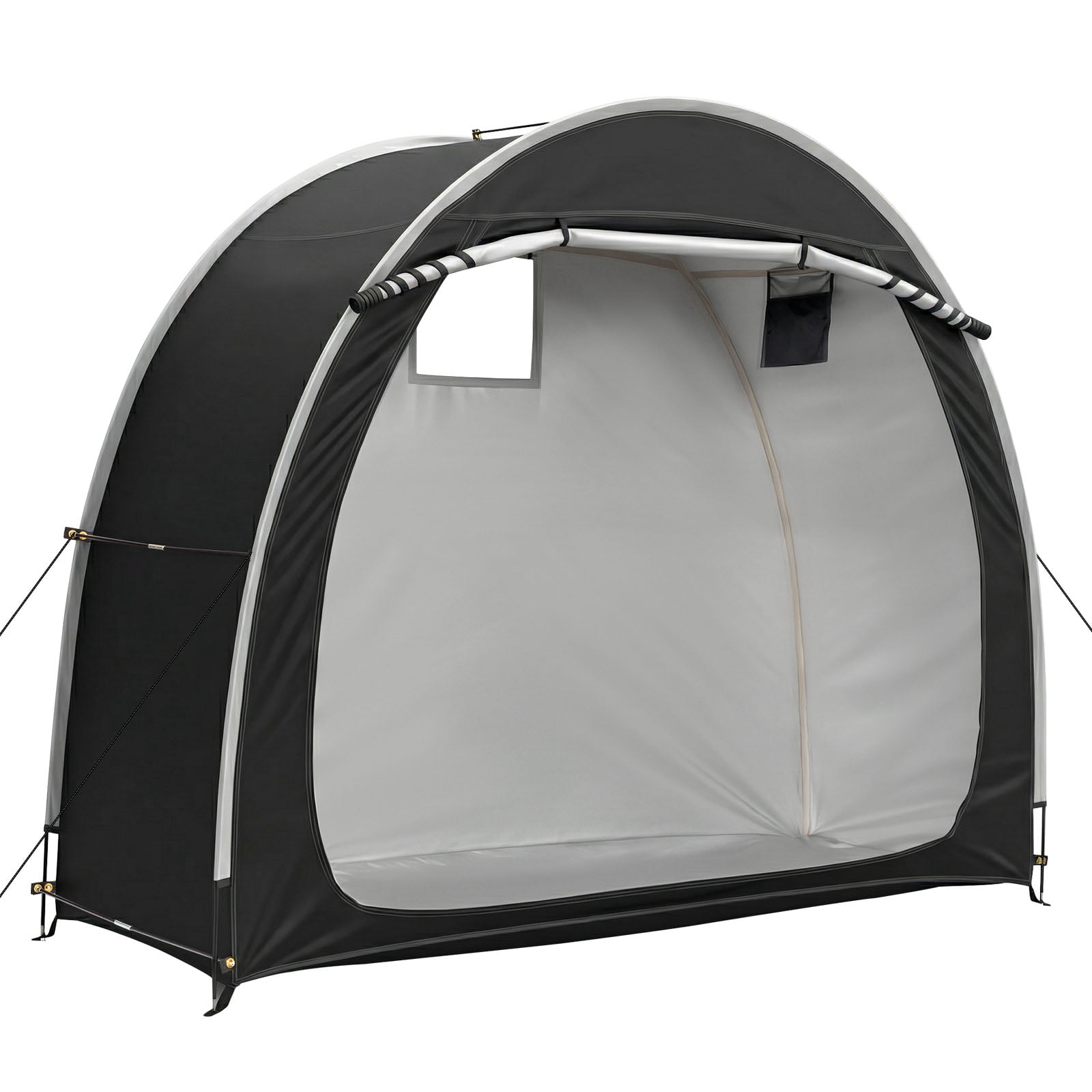 Outdoor Bike Storage Tent Silver-Coated Oxford Waterproof UV-Resistant Bicycle Cover Shed with Window & Zipper Door, Portable Storage Shelter for 2-3 Bikes Motorcycle Garden Tools Camping Patio
