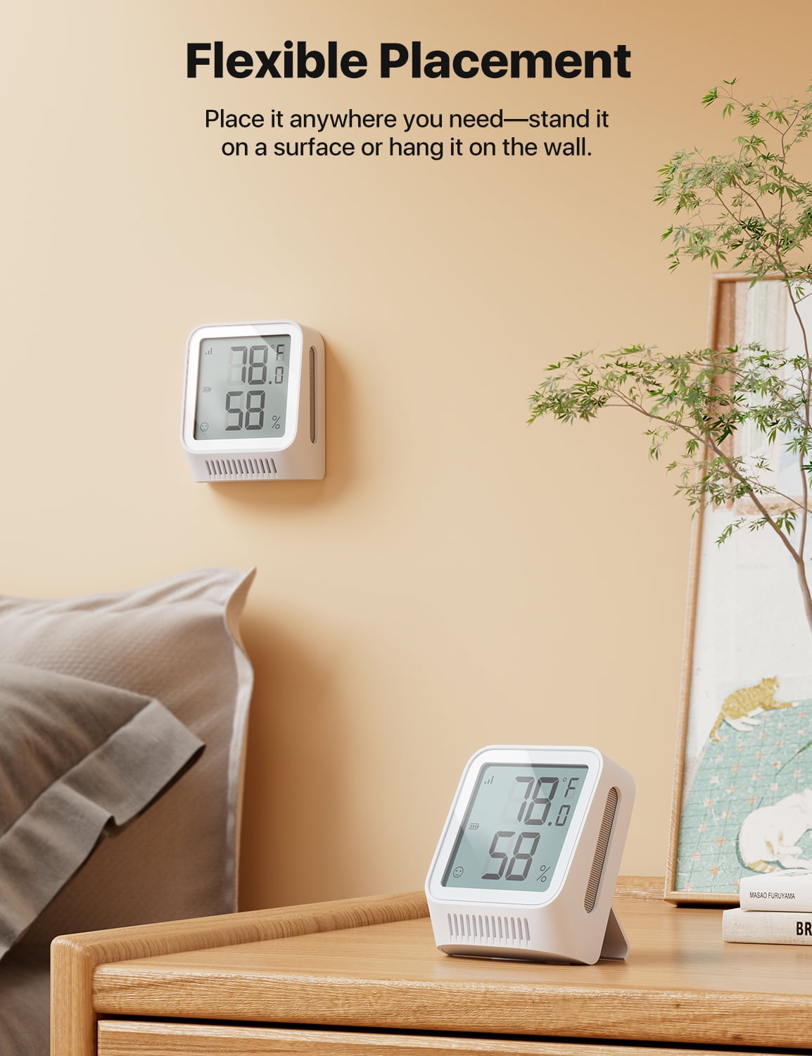 X-Sense Wi-Fi Hygrometer Indoor Humidity, Smart Hygrometer Thermometer with Remote Monitoring & App Control, Wi-Fi Temperature Sensor for Room Temperature Monitoring, Humidor, Greenhouse