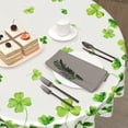 thumbnail image 5 of St. Patrick’s Day Round Tablecloth, Lucky Shamrock Table Cloth, Green and White Tablecloths, Four Leaf Clovers Waterproof Table Cover for Dinner Room Holiday Party Kitchen Decoration, 60 Inch, 5 of 6