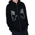 thumbnail image 2 of Franhais Men Skull Rhinestone Hooded Sweatshirt, Halloween Loose Fit Long Sleeve Zip-up Coat with 2 Pockets, 2 of 5