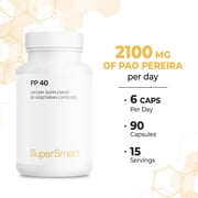SuperSmart PP40 Pao Pereira 240mg per Day (Well-Tolerated) - Rare Alkaloids Content - Natural Extract | Non-GMO & Gluten Free - 90 Vegetarian Capsules
