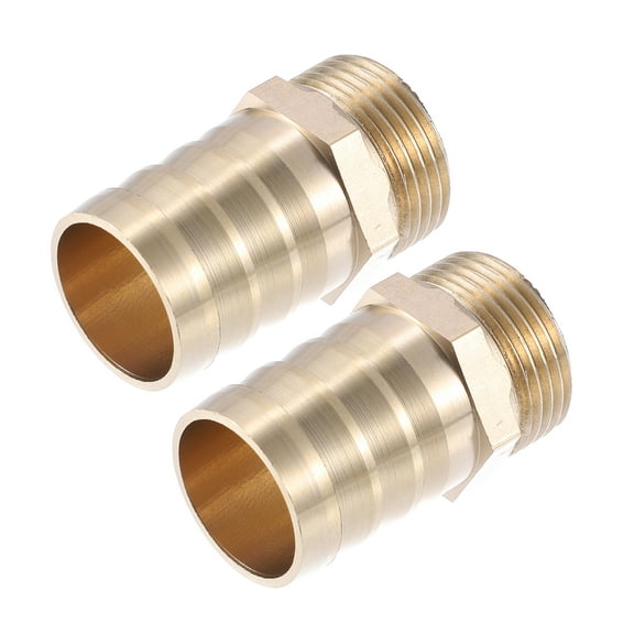 Unique Bargains 2 Pcs 25mm Outer Diameter Barbed to 3/4" BSP Hose Barb Tail Male Thread Brass Hose Fitting Connector