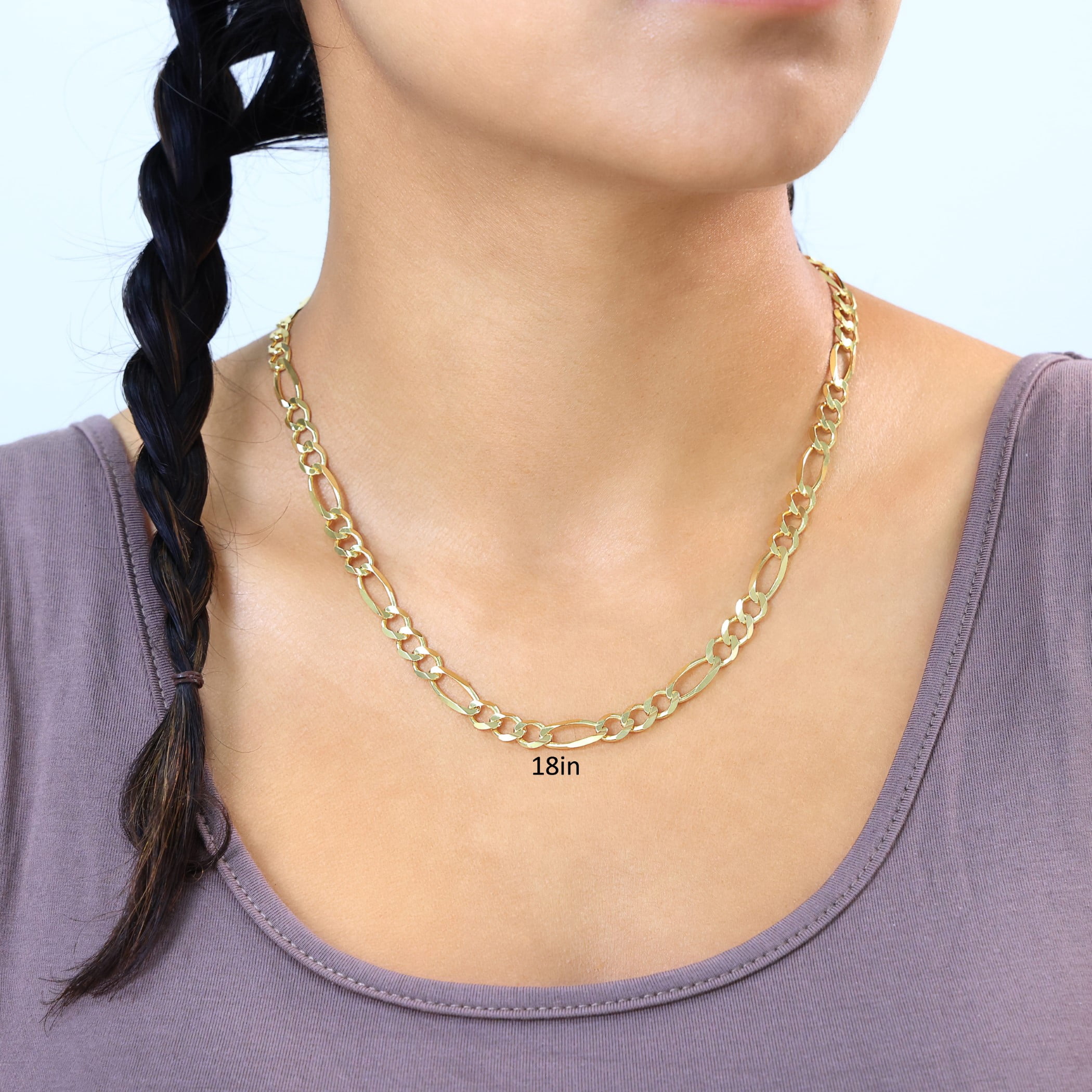 Nuragold 14k Real Yellow Gold Solid Figaro Link 6.5mm Chain Necklace (18"-30") Italian Jewelry for Men