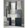 thumbnail image 4 of Oil Painting Style Sheer Curtains 108 Inches Long 2 Panels Abstract Brown Blue Color Block Light Filtering Semi Sheer Window Curtains Drapes for Bedroom Living Room 52"x108", 4 of 7