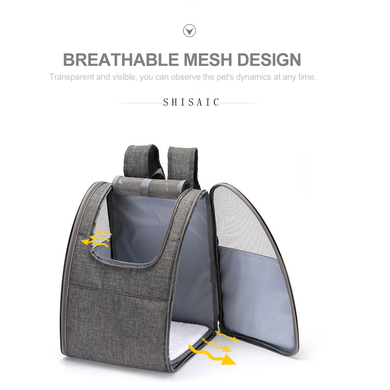 Rupoun Cat & Small Dog Backpack Carrier – Breathable Mesh, Adjustable Straps, Removable Pad, Retractable Safety Rope, Foldable Design