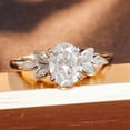 thumbnail image 2 of Oryn Jewelry 2 Ct Oval Cut Moissanite Ring Gift - 14K White Gold Plated Rings - Stylish Leaves Design Engagement Ring - Christmas Moissanite Jewelry, 2 of 6