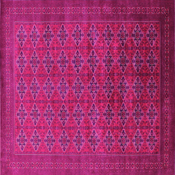 Ahgly Company Indoor Square Oriental Pink Industrial Area Rugs, 8' Square