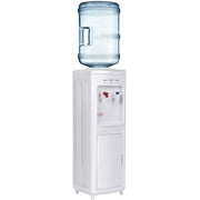 KOTEK Water Coolers Water Dispenser, Hot & Cold Top Loading Water Cooler Dispenser Holds 3 or 5 Gallon Bottles w/Child Safety Lock, Removable Drip Tray & Storage Cabinet for Home Office School, White