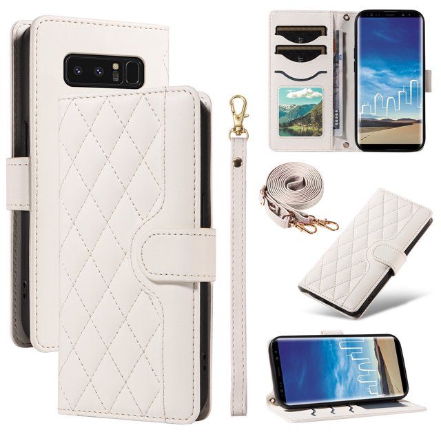 Samsung Galaxy Note 8 Phone Case , Wallet Flip Cover Adjustable Crossbody Lanyard Magnetic Card Slots