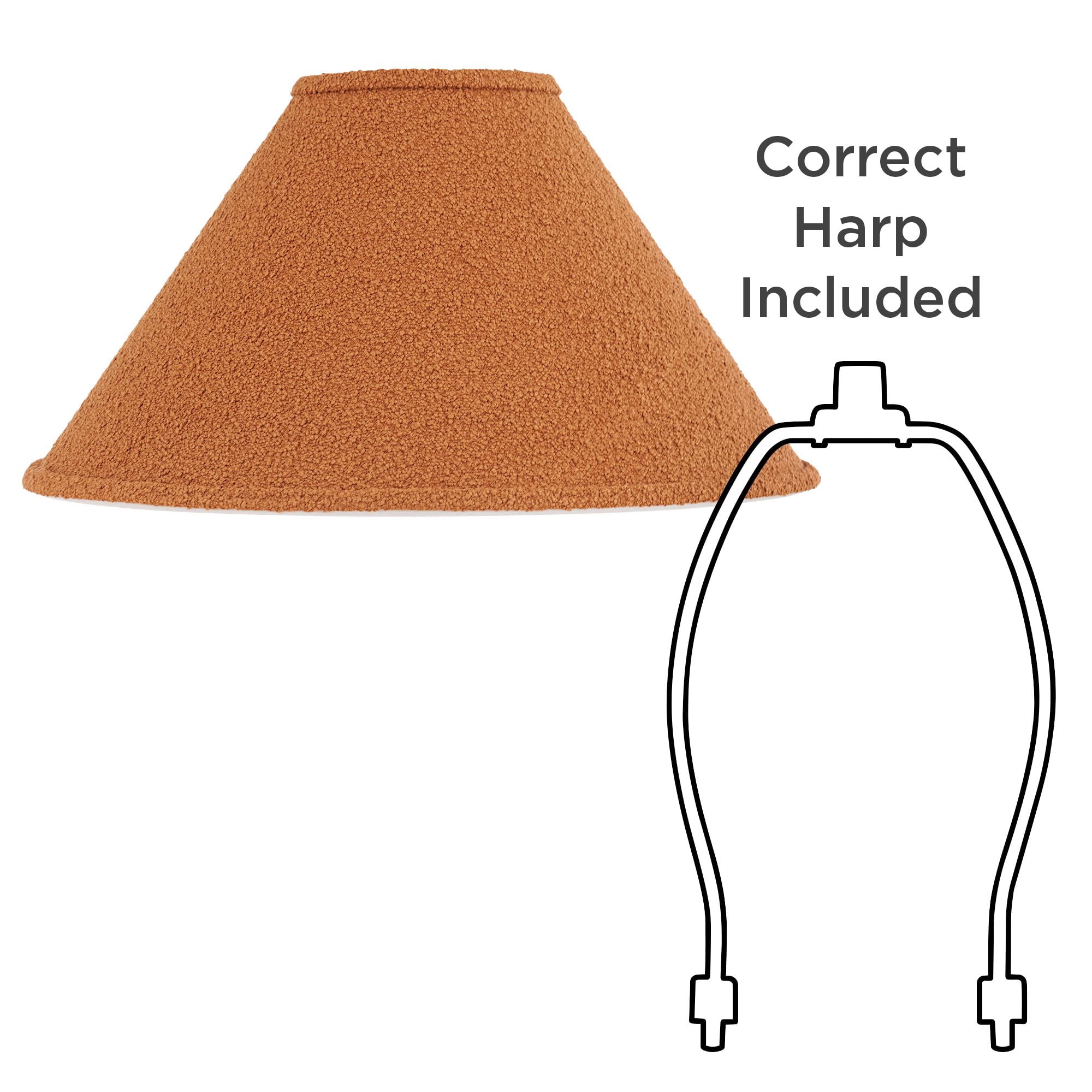 Springcrest 6" Top x 19" Bottom x 10" High x 10" Slant Lamp Shade Replacement Camel Brown Tapered Boucle Woven Fabric Spider Harp Finial