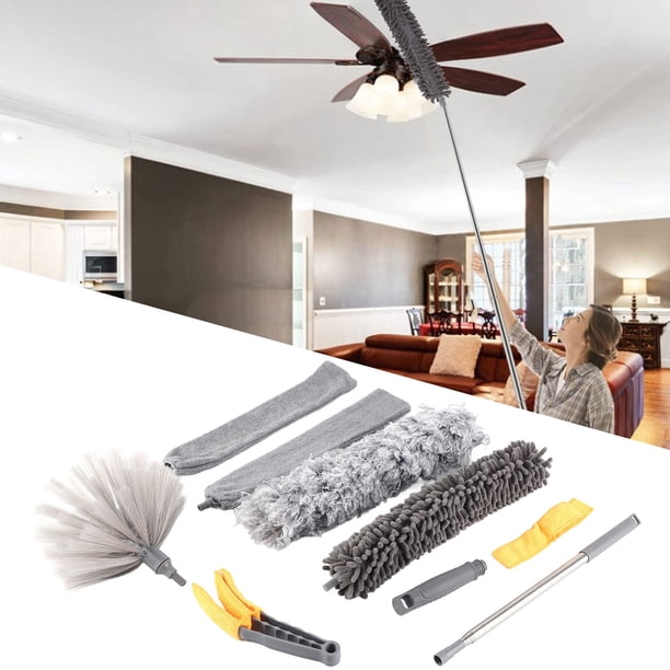 Kit De Plumero De Microfibra, Práctica Herramienta De Limpieza De Casa Flexible De Alta Eficiencia Para Ventilador De Techo Para Coche