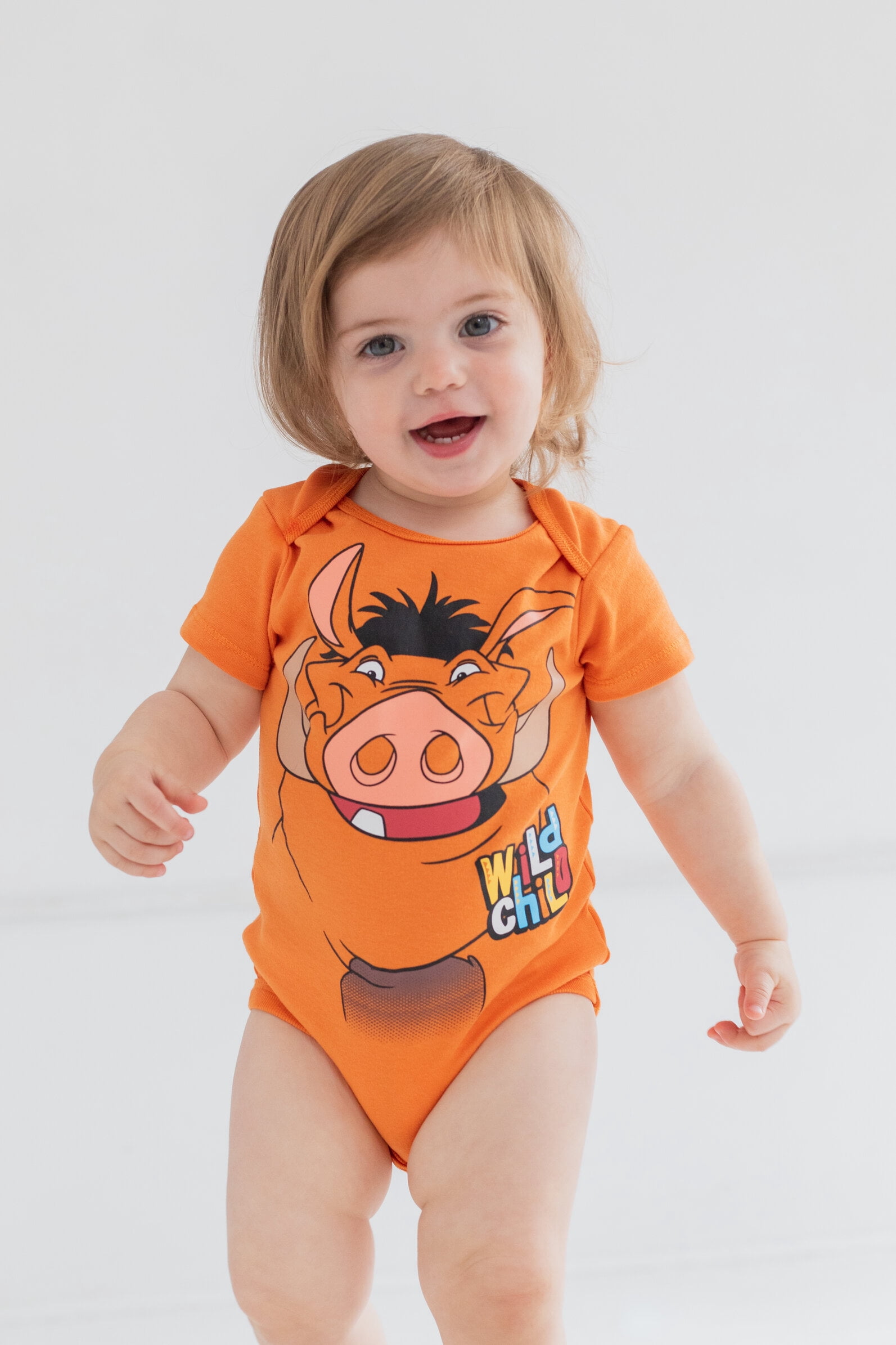 Disney Lion King Baby Boy or Girl 5-Pack One Piece Bodysuits Tan Yellow Red Multi