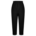 thumbnail image 3 of Pntutb Womens Summer Casual Loose Cotton And Linen Pocket Solid Capris Pants Black S, 3 of 6