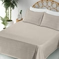 thumbnail image 3 of Art Deco Sheet Set, Symmetric Design Retro Pattern with Ogee Shapes Inspired Oval Forms Print, Fitted & Flat Sheet with Pillowcase Bedding Accent 3 Pcs Set, Twin, Warm Taupe White, by Ambesonne, 3 of 5