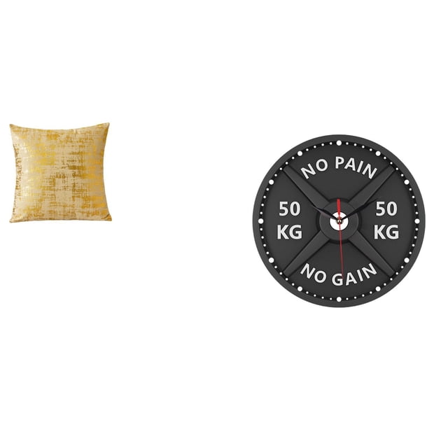 Funda de almohada,Fundas de cojín para sofá cama,funda de almohada cuadrada,Reloj de gimnasio,Reloj de pared con barra para gimnasio en casa Reloj de culturismo,Sala de entrenamiento